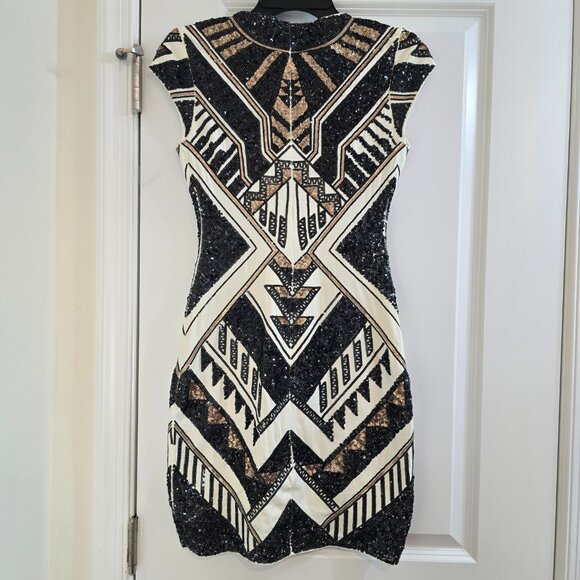 Express Geometric Sequin Bodycon Dress - Aztec, Gatsby, 20's, Holiday Party - Picture 7 of 11